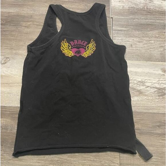 Vintage Tattoo Heart Wing FL Dance Black Womens S Side Buckles Raver Tank Top - Picture 1 of 6